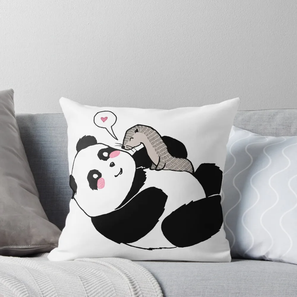 Panda's Best Friend Throw Pillow Decorative Cushions For Luxury Sofa Decorative Cushion pillow