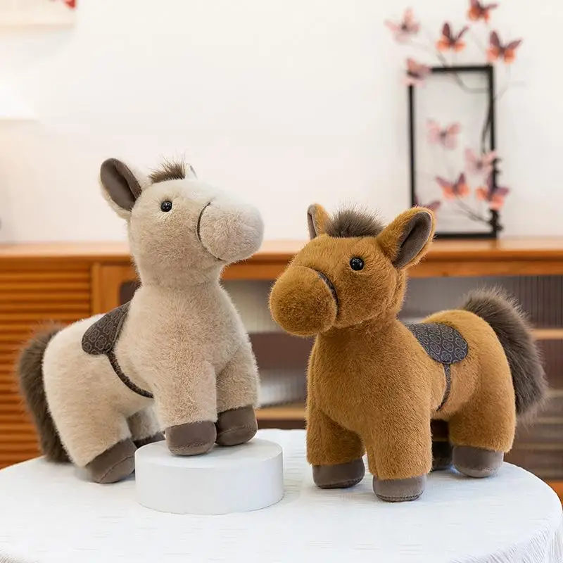 

Cartoon Chinese Zodiac Horse Plush Toy Cute Stuffed Pony Doll Sofa Throw Pillow Home Decoration New Year Mascot Festival Gift