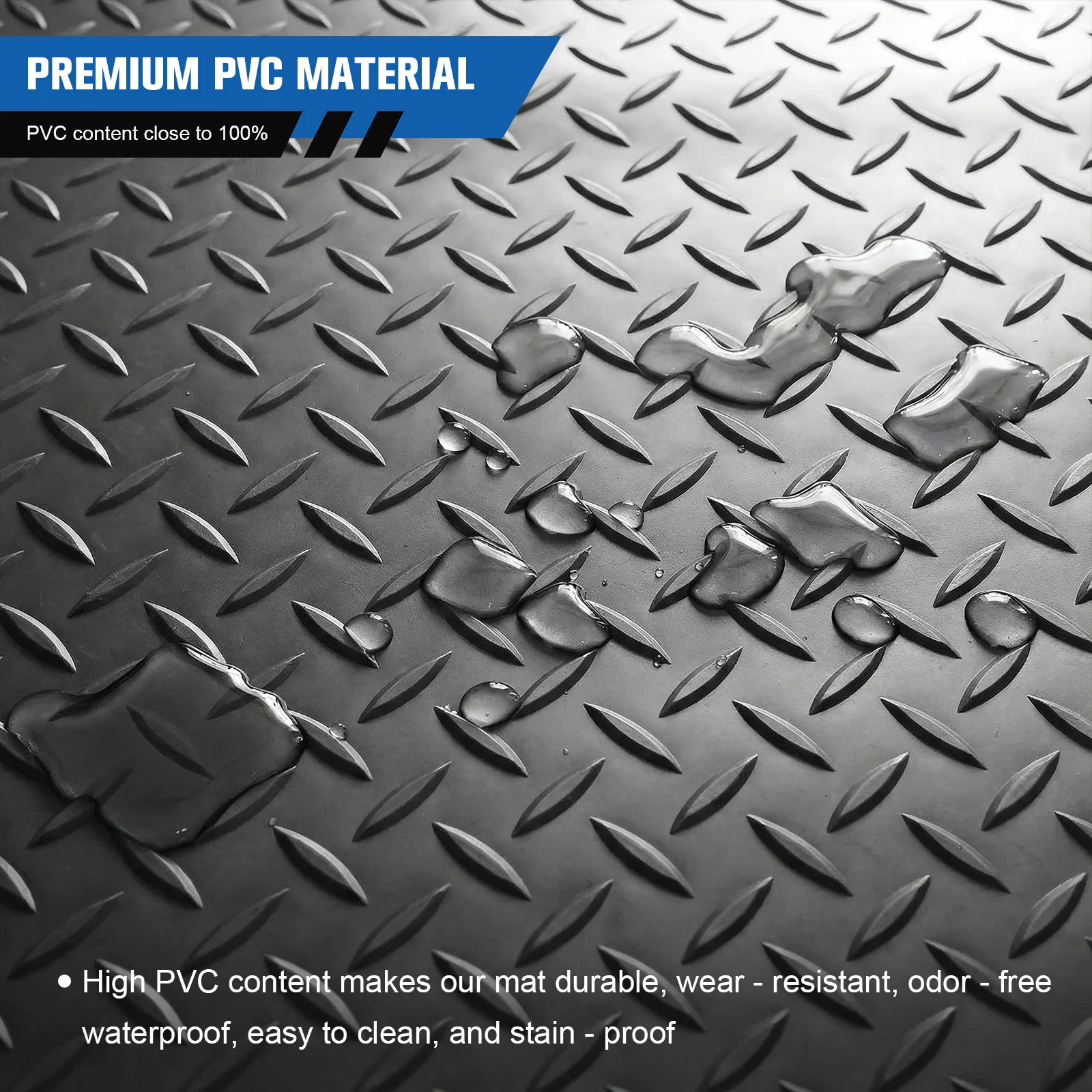 

7.9x21/32.8 FT Flooring Roll 2.5mm Golf Cart Parking Mat Diamond Plate PVC for Truck Trailer SUVs Van Golf Cart Motorcycle