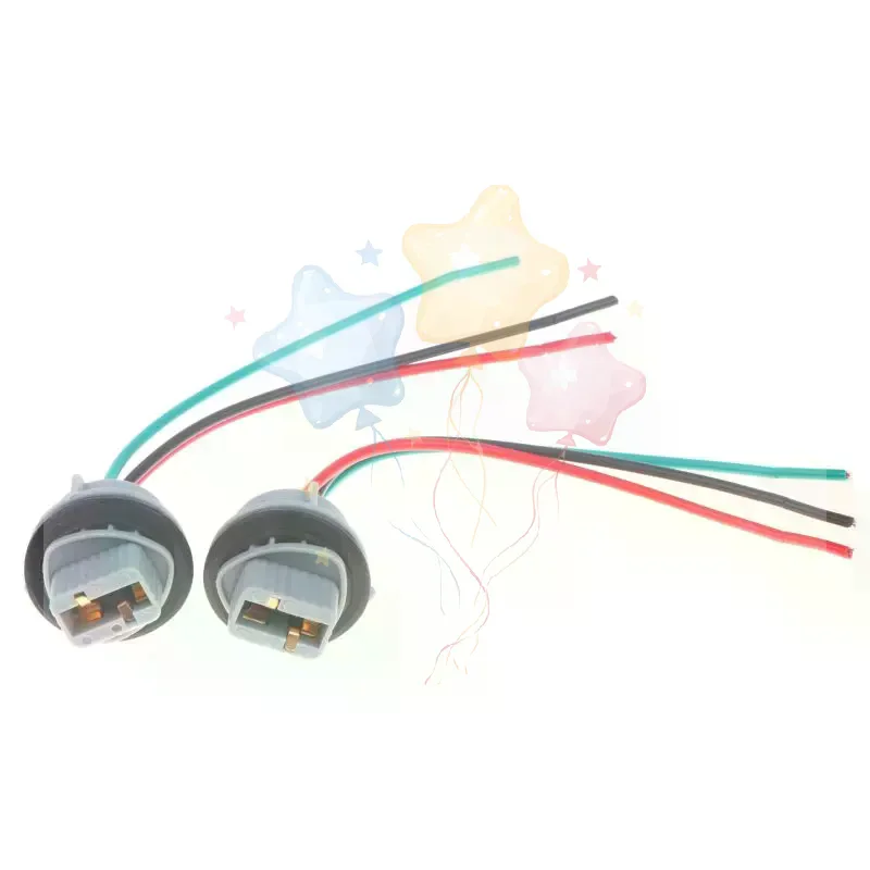 2Pcs 7443 Car Brake Light Socket T20 Bulb Connector Wiring Harness Waterproof Lamp Plug For Auto Light Replacement