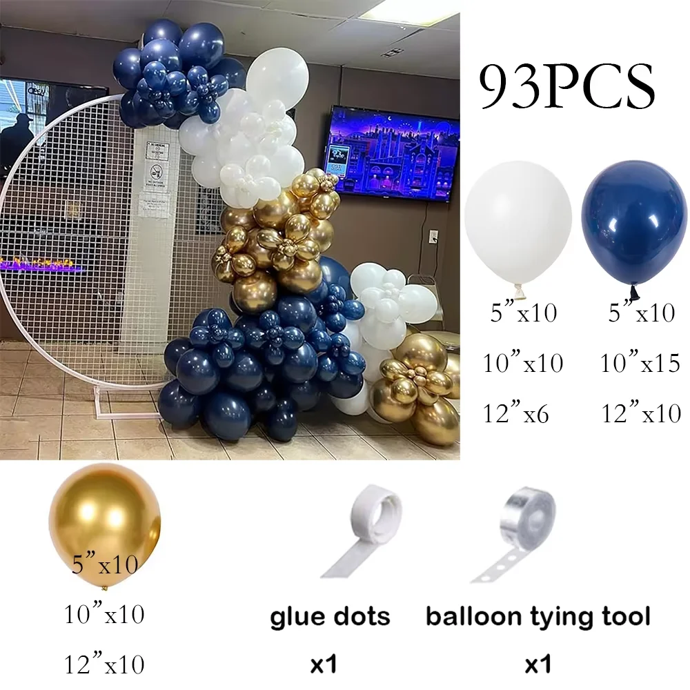 Navy Blue Balloons Arch Kit White Metal Gold Latex Balloon Garland Graduation Decor Birthday Party Festival Baby Shower Globos