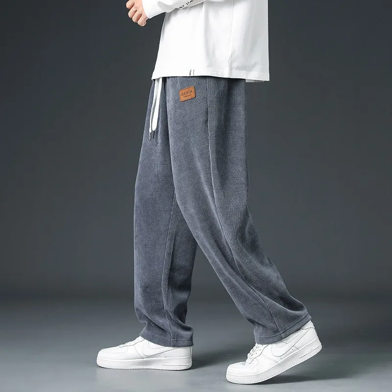 

Men's Clothing Corduroy Straight-leg Sweatpants Men's Spring Autumn Trendy Sports Loose Drapey Casual Wide-leg Pants