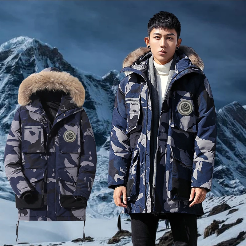 2024 Men\'s Down Jacket Winter Parkour Jacket Medium length Thick Loose Commuter Work Jacket Couple Jacket Outdoor Warm Top