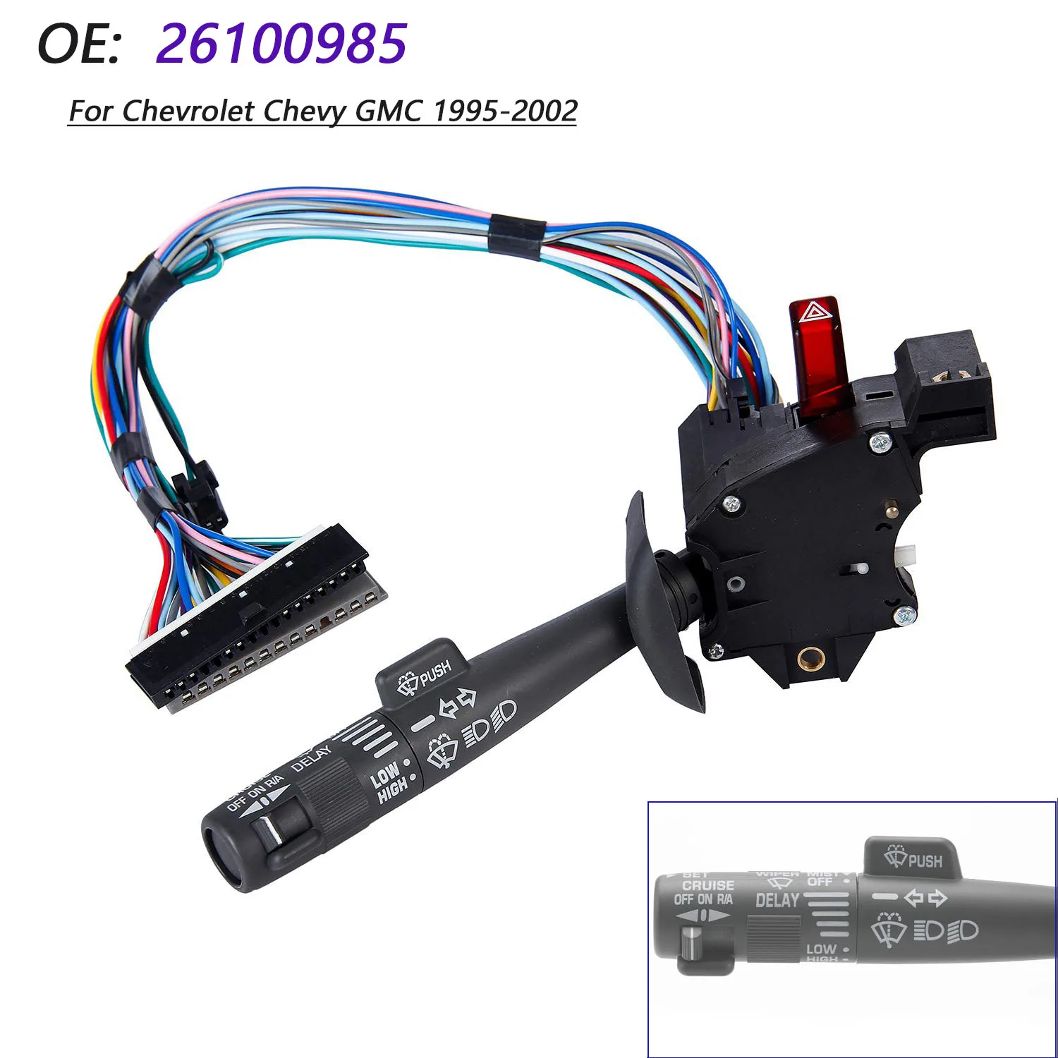 For Chevrolet Chevy GMC 1995-2000 2001 2002 Cruise Control Combination Windshield Wiper Arm Turn Signal Lever Switch 26100985