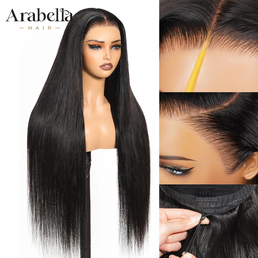 

ARABELLA Hair Glueless Wig Silky Straight With Drawstring 13x6 Three Setps Go 100% Human Hair Lace Frontal Wig Pre-plucked Wig