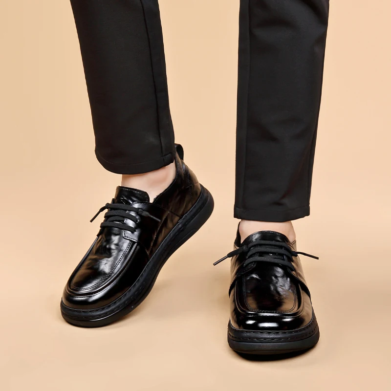 Brand British Style Gents Genuine Leather Handmade Dress Men's Shoes Round Toe Italian Casual Cow Leather Loafers Dress Shoes image 5