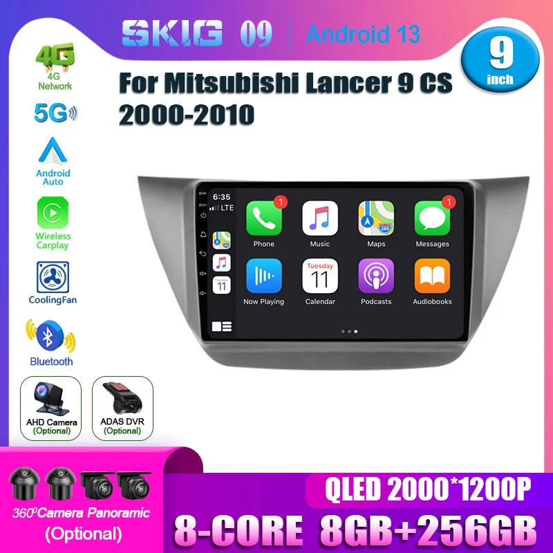 

For Mitsubishi Lancer 9 CS 2000-2010 Android 13 Car Radio Multimedia Video Player 2Din GPS Carplay DVD Head Unit Stereo Speakers