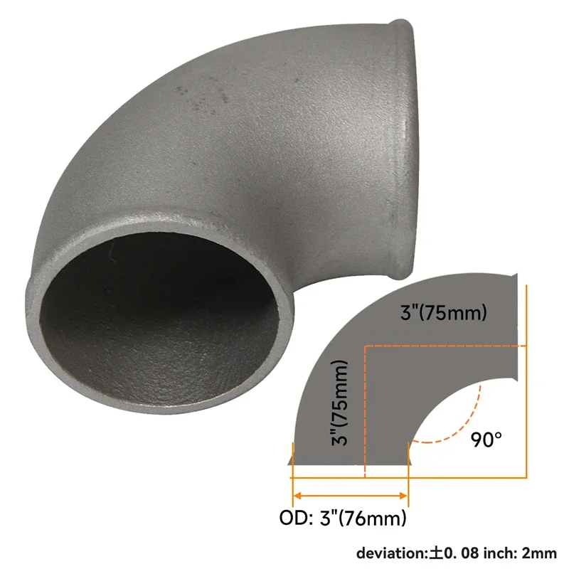 

Pipe Joiner 76mm 3" Cast Aluminum 90 Degree Elbow Pipe Turbo Intercooler pipe