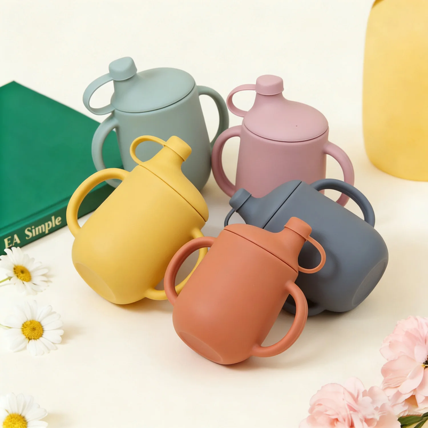 Silicone Baby Sippy Cup Toddle Water Cup Baby Feeding Training Cup With Lid