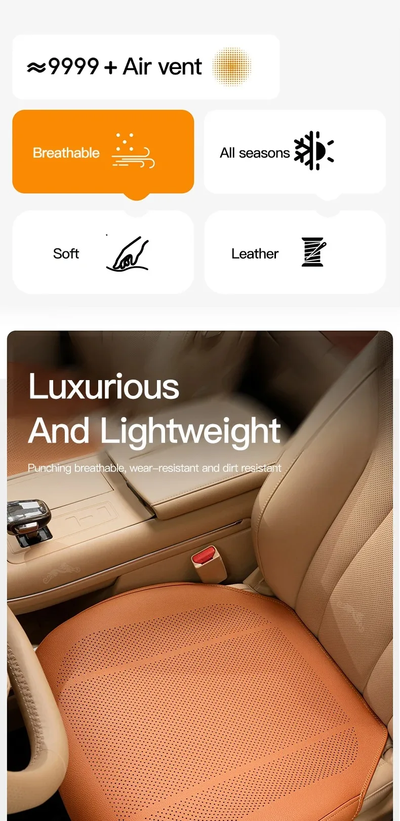 Autositzkissen aus Nappaleder, rutschfest, Ganzjahres-Autokissen für Genesis G70 G80 G90 GV60 GV70 GV80 GV90 GV80 Coupe – Detail 1