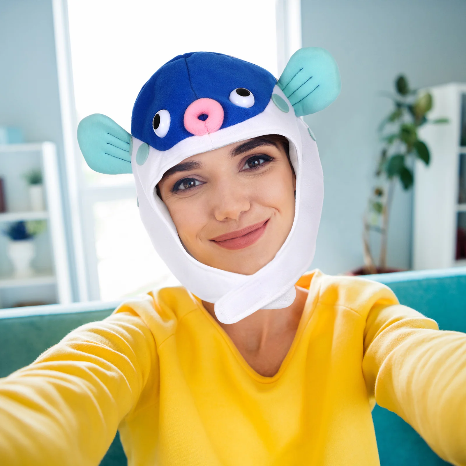 

Party Costume Hat for Adults Halloween Fish Shape Cap Cosplay Carnival Headwear Cartoon Animal Photo Prop Accessory