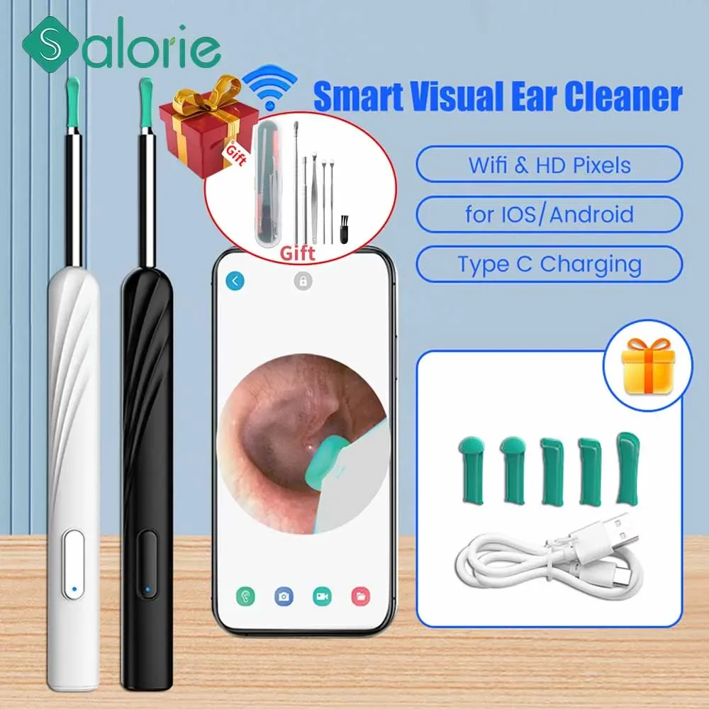 Smart Visual Ear Cleaner Wireless Otoscope WiFi Luminous Earpick Ear Wax Removal Tool With Camera Endoscope Ear Wax Remover