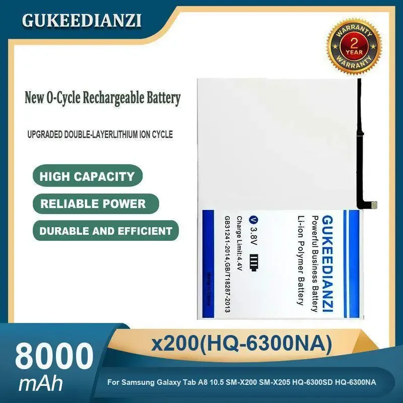 

High Capacity 8000mAh x200(HQ-6300NA) Tablet Battery For Samsung Galaxy Tab A8 10.5 SM-X200 SM-X205 HQ-6300SD HQ-6300NA