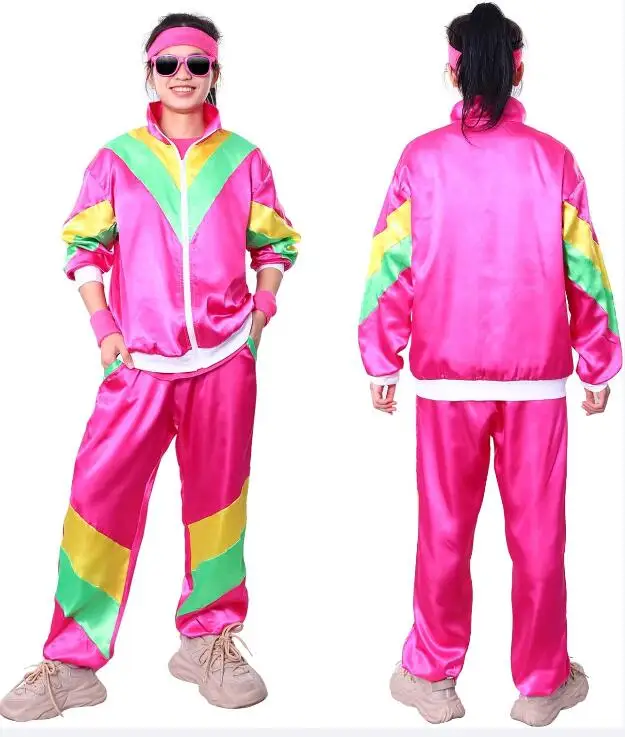 Kicpot jaren '80 kostuums voor vrouwen, retro trainingspak jas shell hiphop pak, jaren '90 jaren '80 outfit voor vrouwen feest