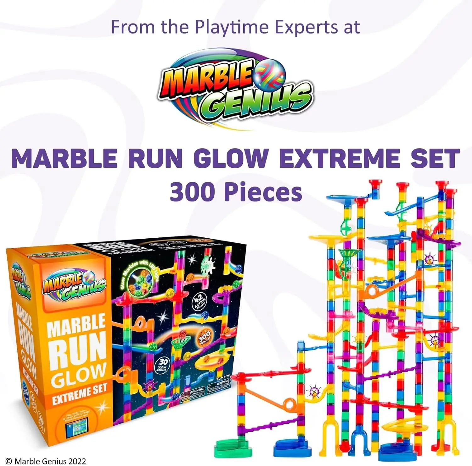 300-teiliges Glow Marble Run Track Race Extreme-Set für Kinder ab 4 Jahren, im Dunkeln leuchtender, STEM-Lernbaustein, Farbanleitung