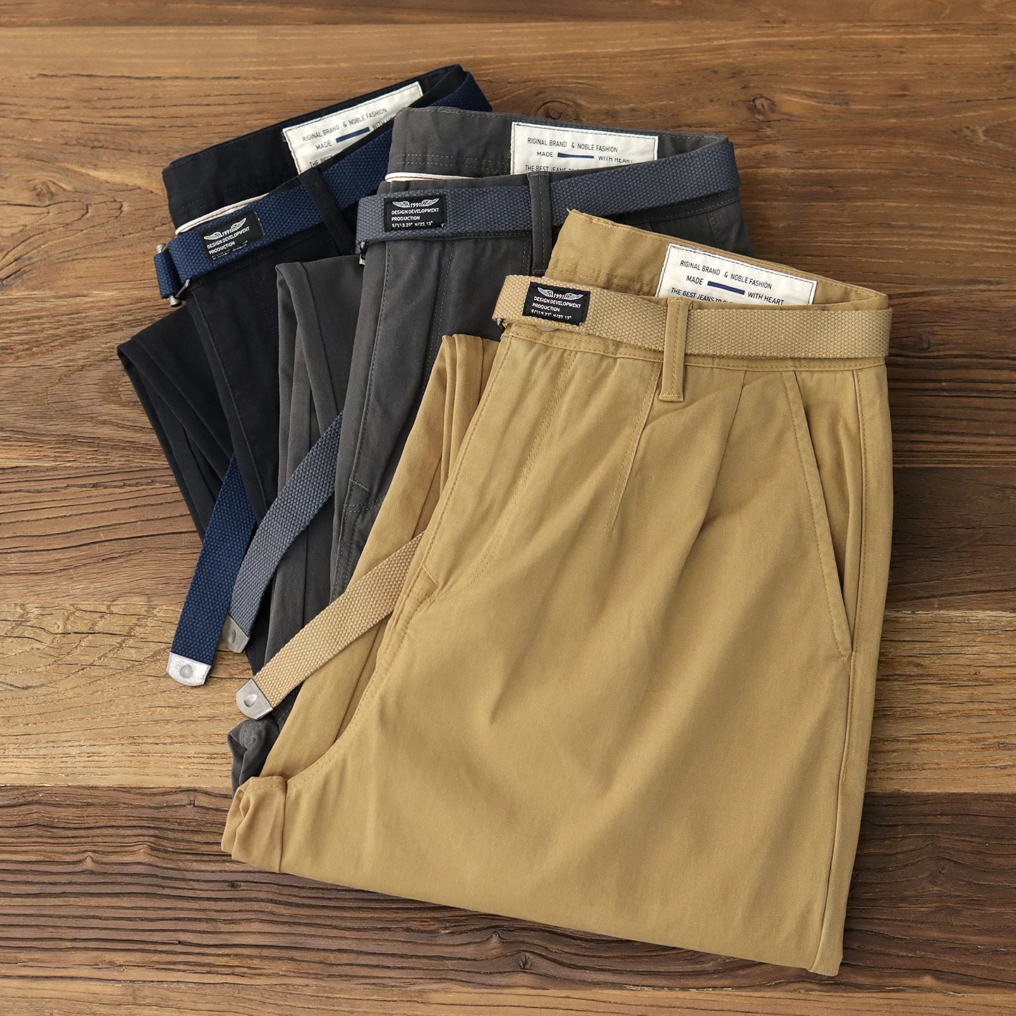 

Loose Fit Casual Trousers Men's Spring Autumn Wide Leg Tapered Pants Japanese Sle Vintage Khaki Harajuku Waed Workwear