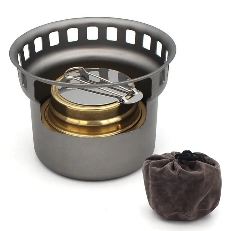 

Portable Alcohol Stove Small Aluminium Alloy Brass Windproof Burner For Camping Picnic