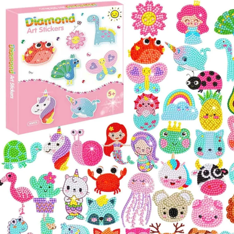 

DIY Diamonds Art Mosaic Stickers Diamonds Painting Stickers Cute Cartoon Pattern for Kids Gift Rewards Home Diamond Sticker