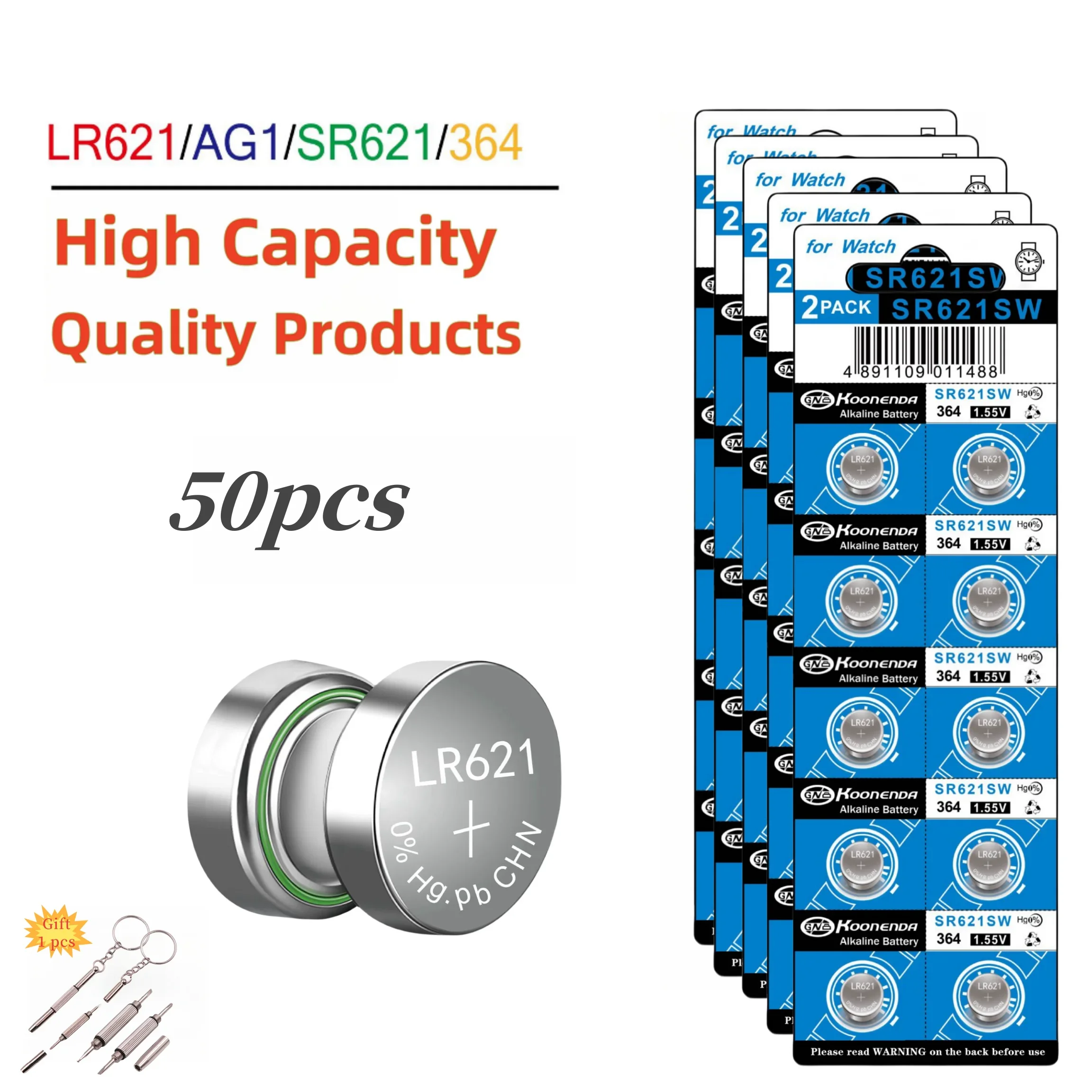 

2-50Pcs AG1 LR621 364 Watch Battery 1.55V 364 SR621SW LR621 621 LR60 CX60 Alkaline Button Cell Batteries for Watch Toys Remote