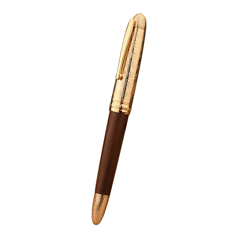 LT Hongdian 6016 Golden Metal Rosewood pen holder E, EF, Bent Nib, business office fountain pen men and women gifts