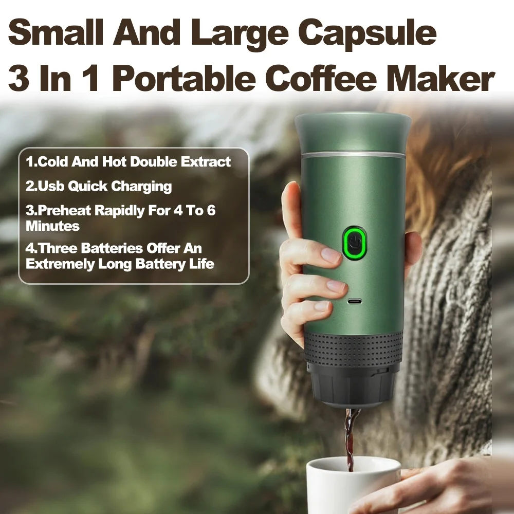 

Vehicle-Mounted Heated Small Coffee Machine Italian Espresso Portable Wireless Pump Pressure Coffee Capsule Machine