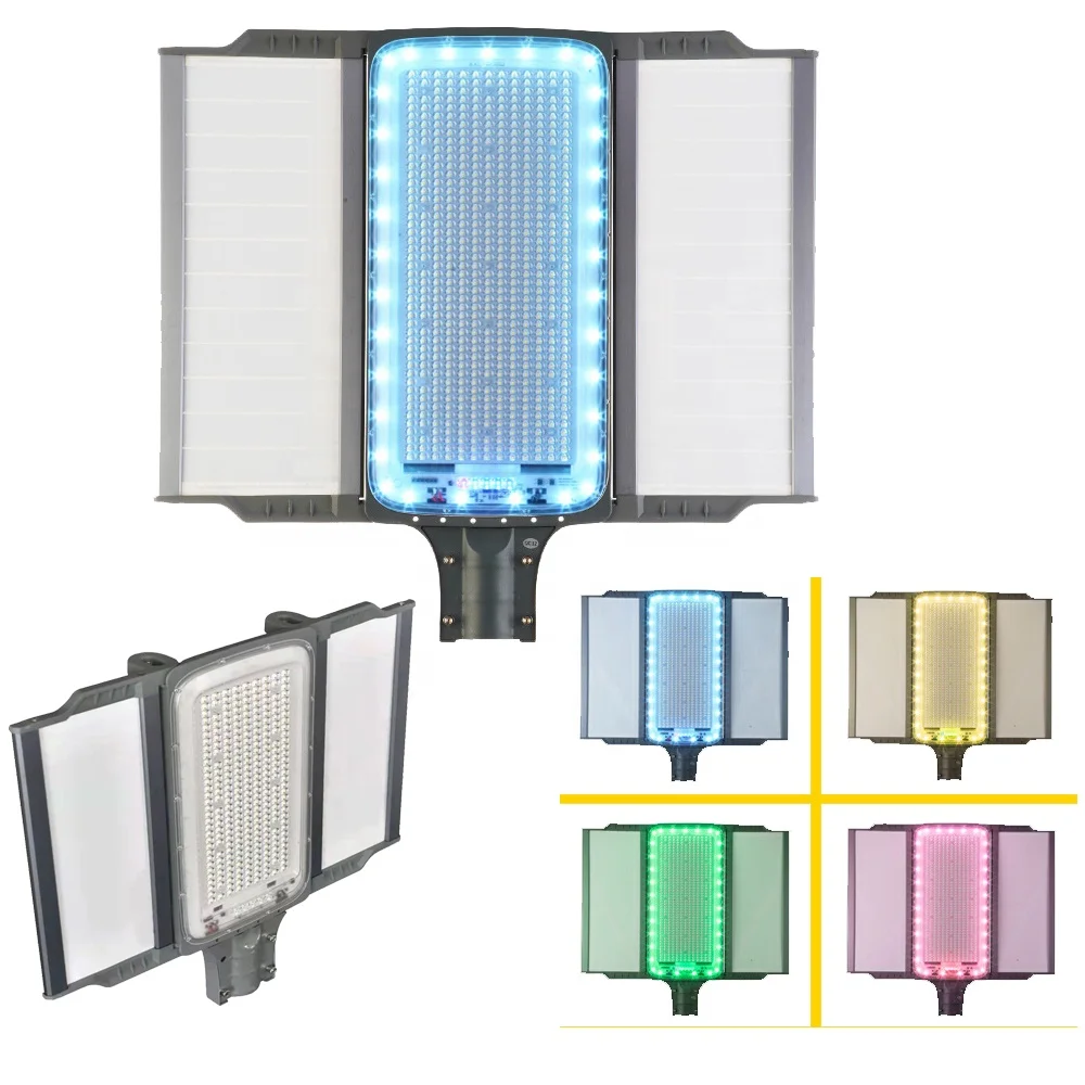الملونة RGB اللون تغيير Led الشمسية للطي ضوء الشارع مع جهاز التحكم عن بعد RGB 600 واط الإعلان في الهواء الطلق وقوف السيارات الإضاءة
