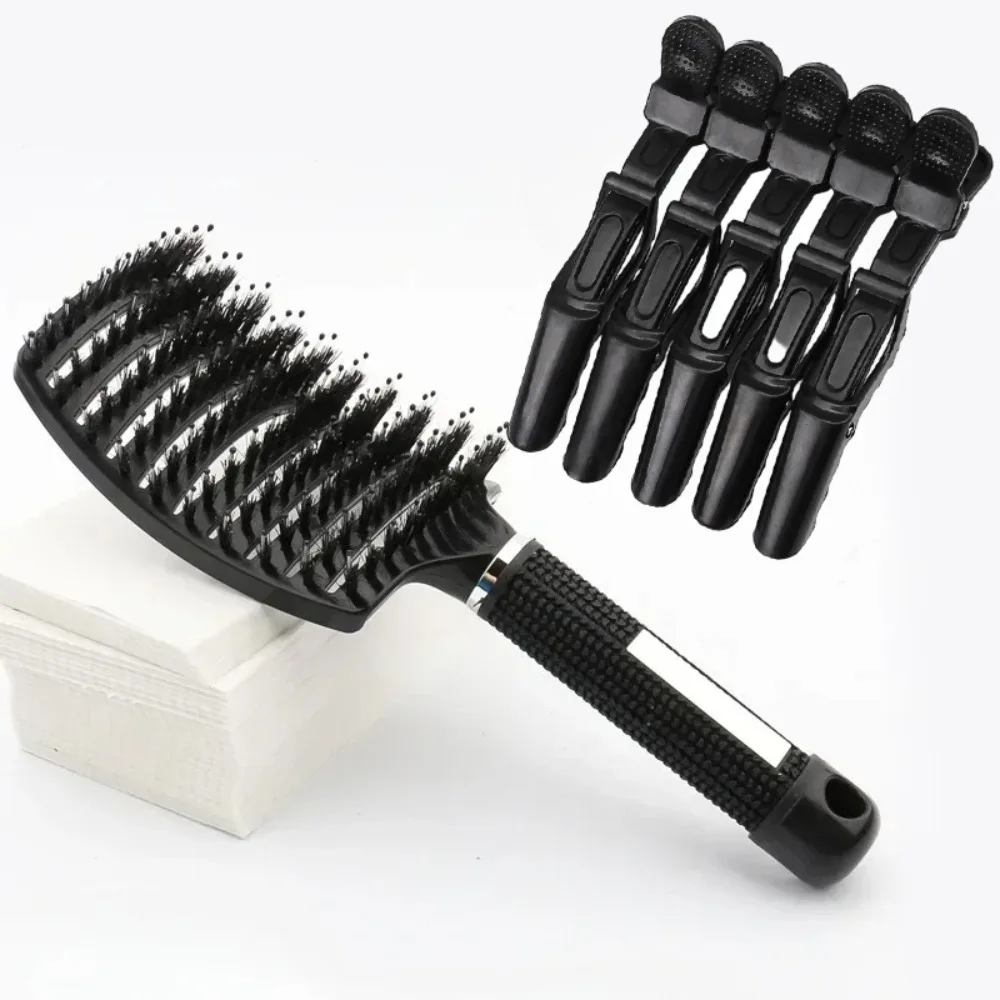 

6 шт., волшебная щетка для массажа кожи головы, распутывающая щетка для волос, зажим «крокодил», парикмахерские зажимы, салонные инструменты для укладки, аксессуары для волос