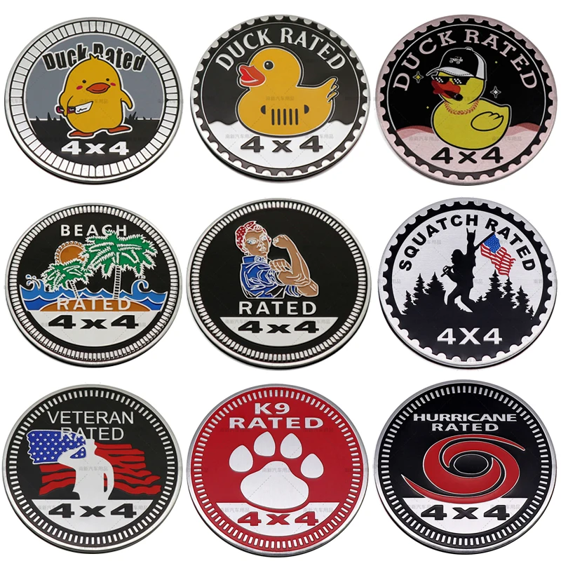 Metal Car 4X4 RATED Emblem Badge Sticker For Jeep Wrangler Patriot 4x4 Auto Motorcycle Personality Cartoon Creative Accessories