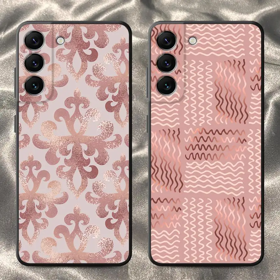 Pink Metallic Flowers Phone Cover Case for Samsung Galaxy A22 A52 A13 A14 A16 A15 A51 A34 A11 A12 A36 A26 A35 A24