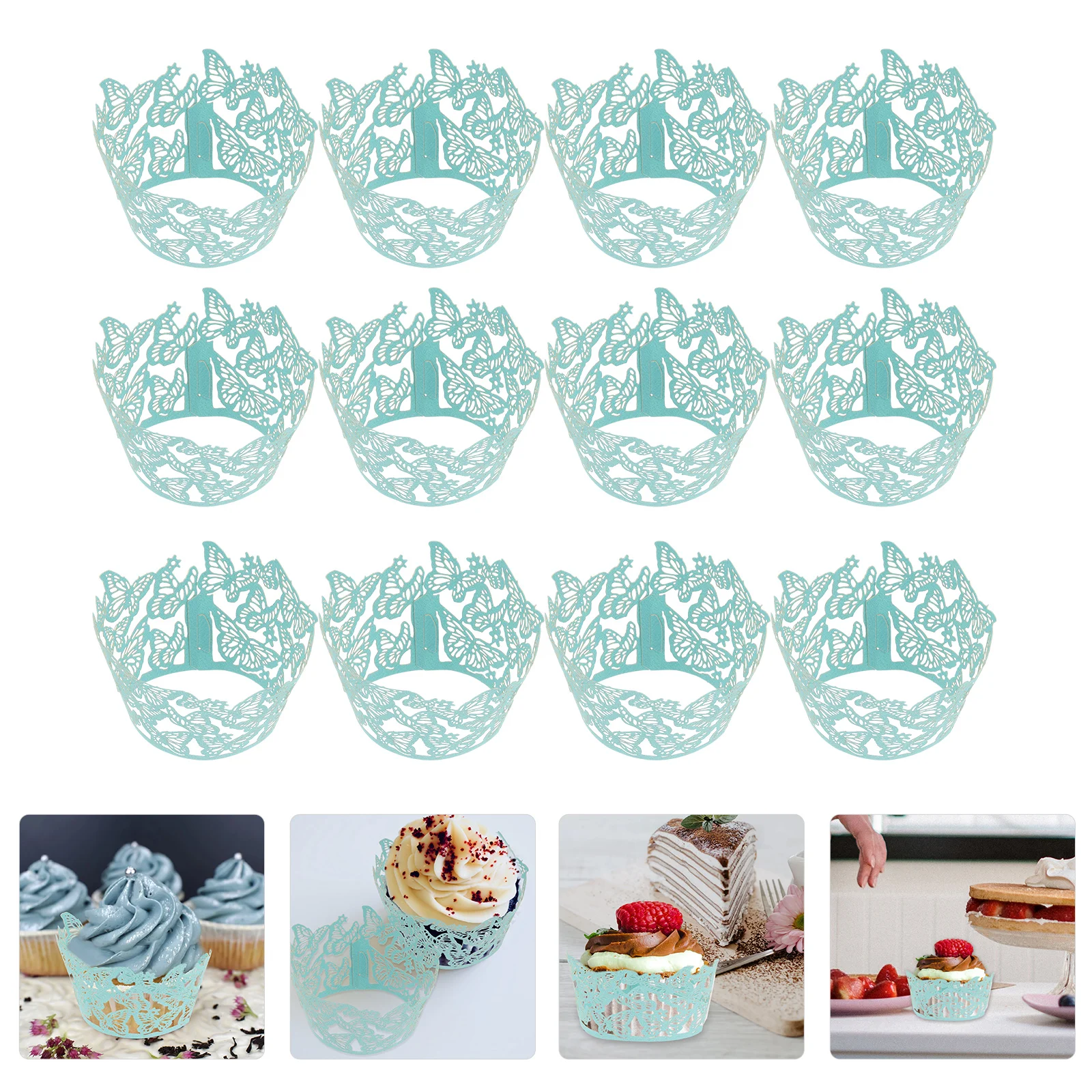 

50Pcs Elegant Cake Wrappers Paper for Cupcake Decorating Beautiful Butterflies Baking Supplies