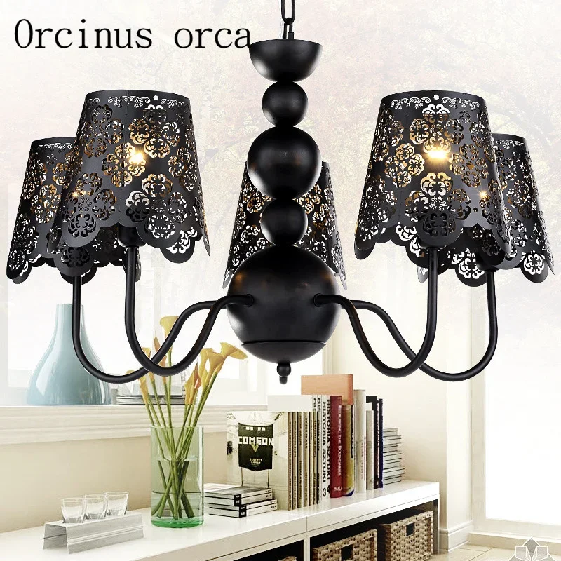 European pastoral crystal creative restaurant lamp American hollow bedroom lamp