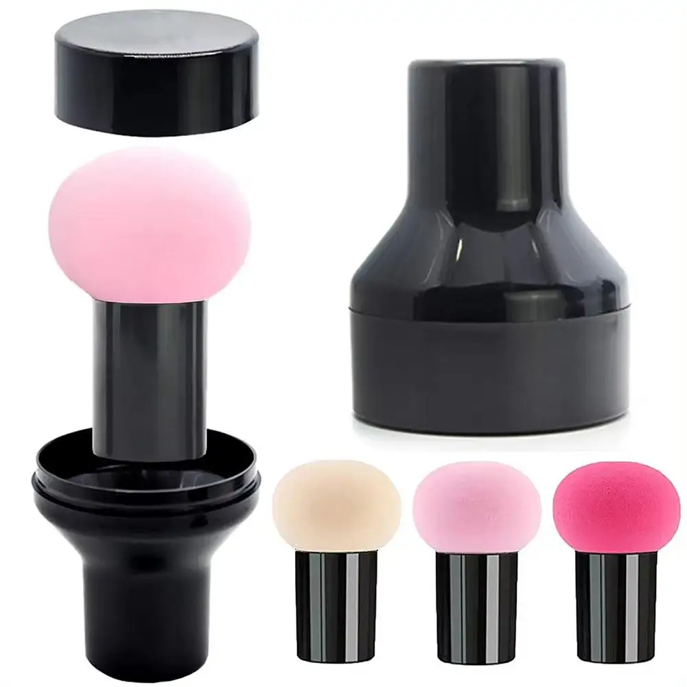 Cosmetic Puff Powder Brush Round Head Mushroom Shape Handle Makeup Foundation Sponge Concealer Smooth Dry &Wet Beauty Tool