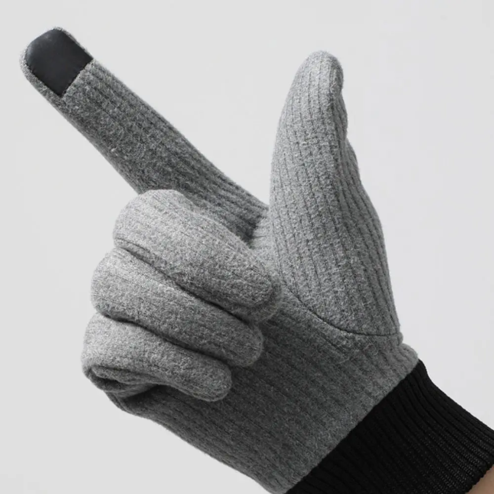 

Touch Screen Full Finger Mittens Thicken Cycling Gloves Ski Knitted Gloves Warm Ski Mittens Five Finger Driving Gloves Winter