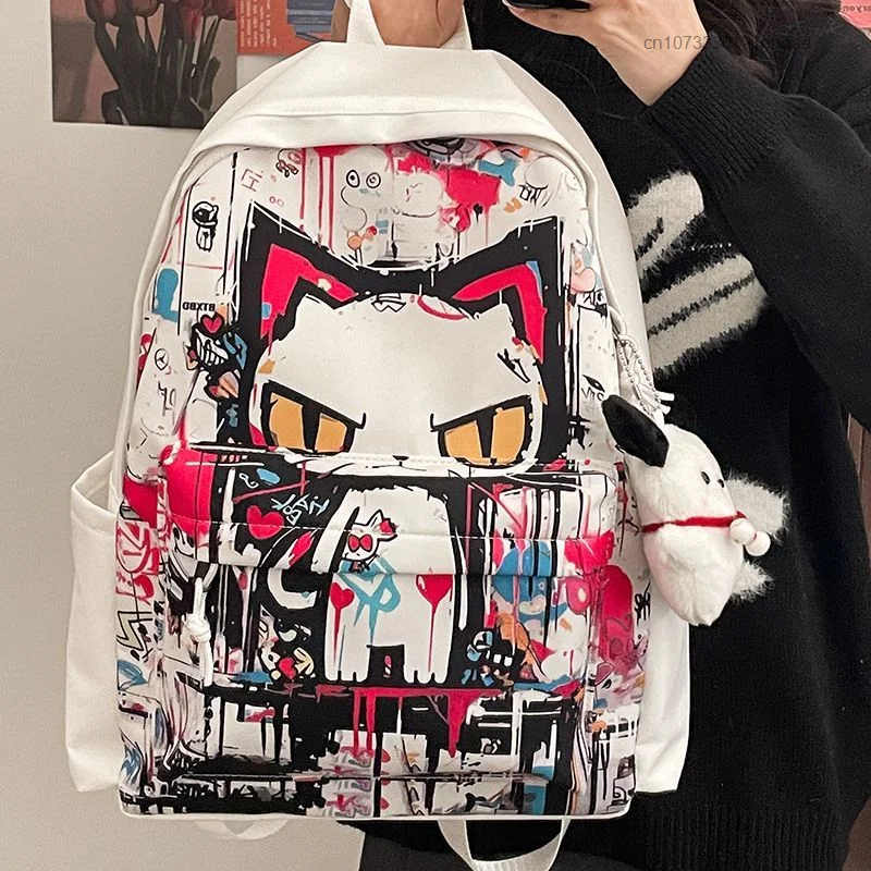 New Trend Graffiti Comic Backpack Student Fashion Laptop Bag Women Men Korean Harajuku Shoulder Bag Y2k Couple Versatile Bags