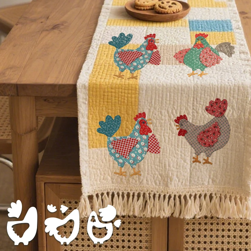 8pcs Rooster Hen Quilting Template Set for DIY