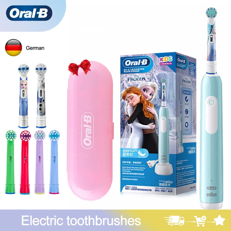 

Oral B Pro1 Electric Toothbrush with 7 Soft Brush Heads for 3-12 Years Old Children/Kids During Tooth Changing with 3 Modes