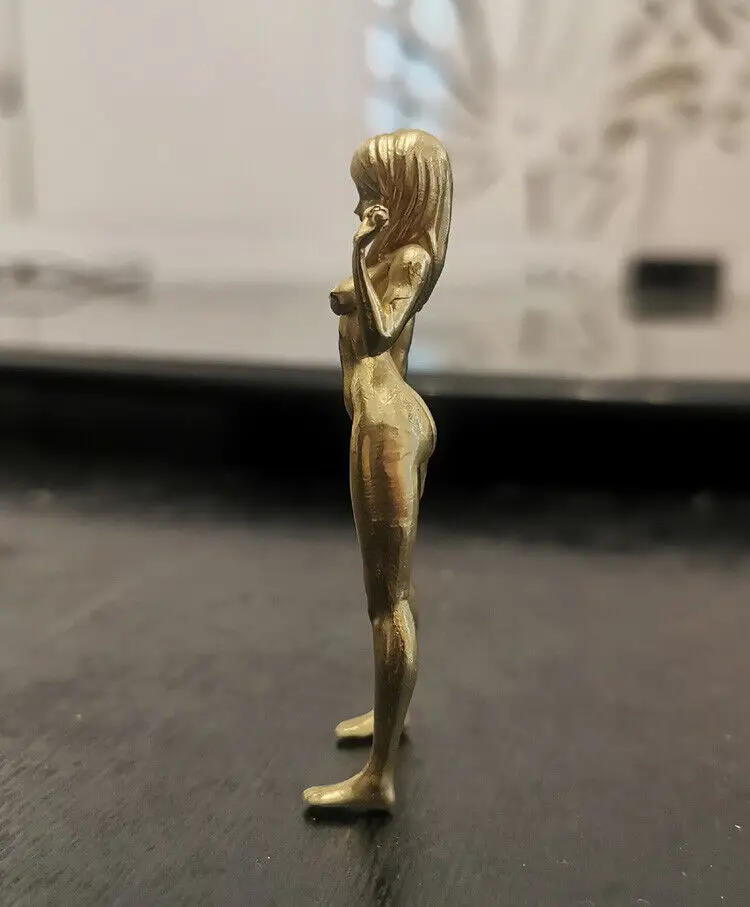 تمثال فتاة الغناء النحاسي مقاس 3.1 بوصة، نموذج جمال عاري لتزيين جسم الإنسان