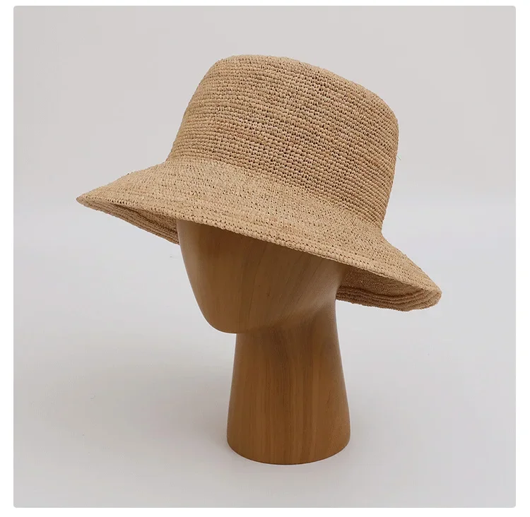 

2024 Women's Sun Protection Fisherman Hat Outdoor Getaway Beach Straw Hat Foldable Head Around Sun Cap DIY Cap