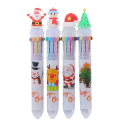 1pcs Cute Christmas Series 10 Colors Ballpoint Pens Creative Office School Multicolor Stationery Pen For Kids Santa Claus Pens