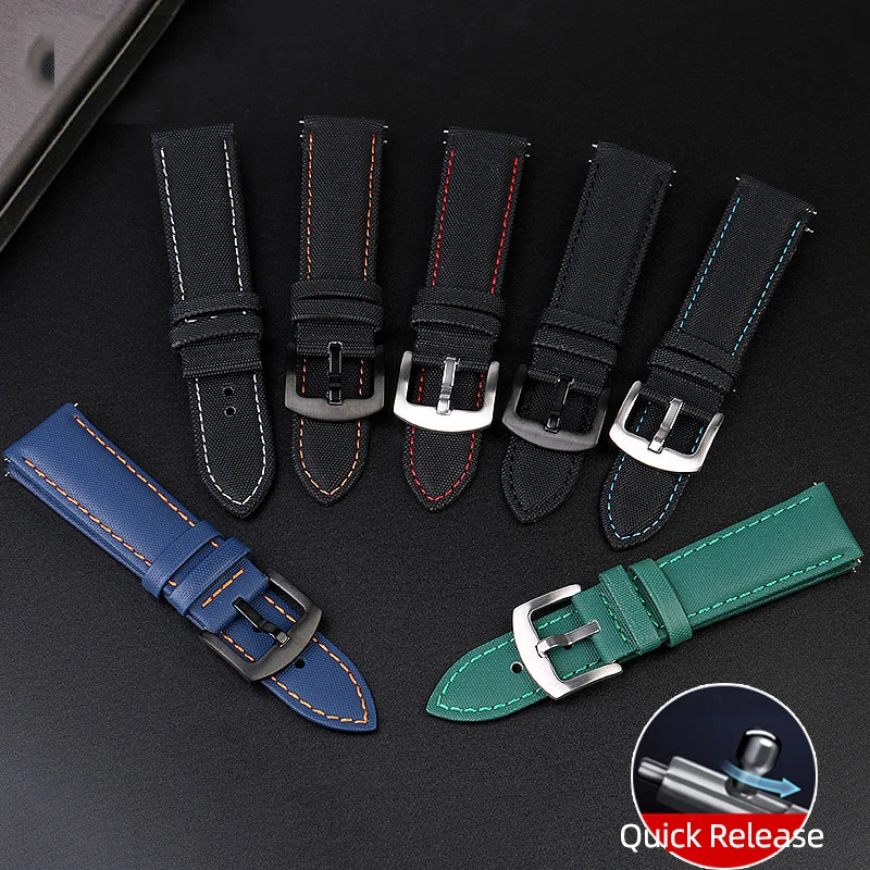 20mm 21mm 22mm Braided Canvas Strap Nylon Watchband For Omega Canvas Watch Strap for Mido SEIKO Tudor Quick Release Bracelet image 3