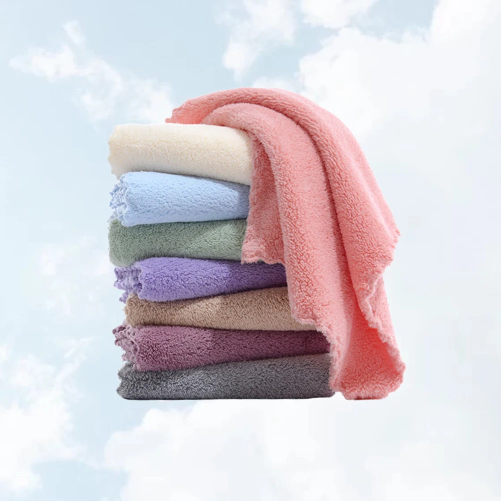 

8pcs Coral Fleece Hand Towel Face Washing Kerchief Dishes Wipe Solid Color Towels Portable Absorbent For Travel Home