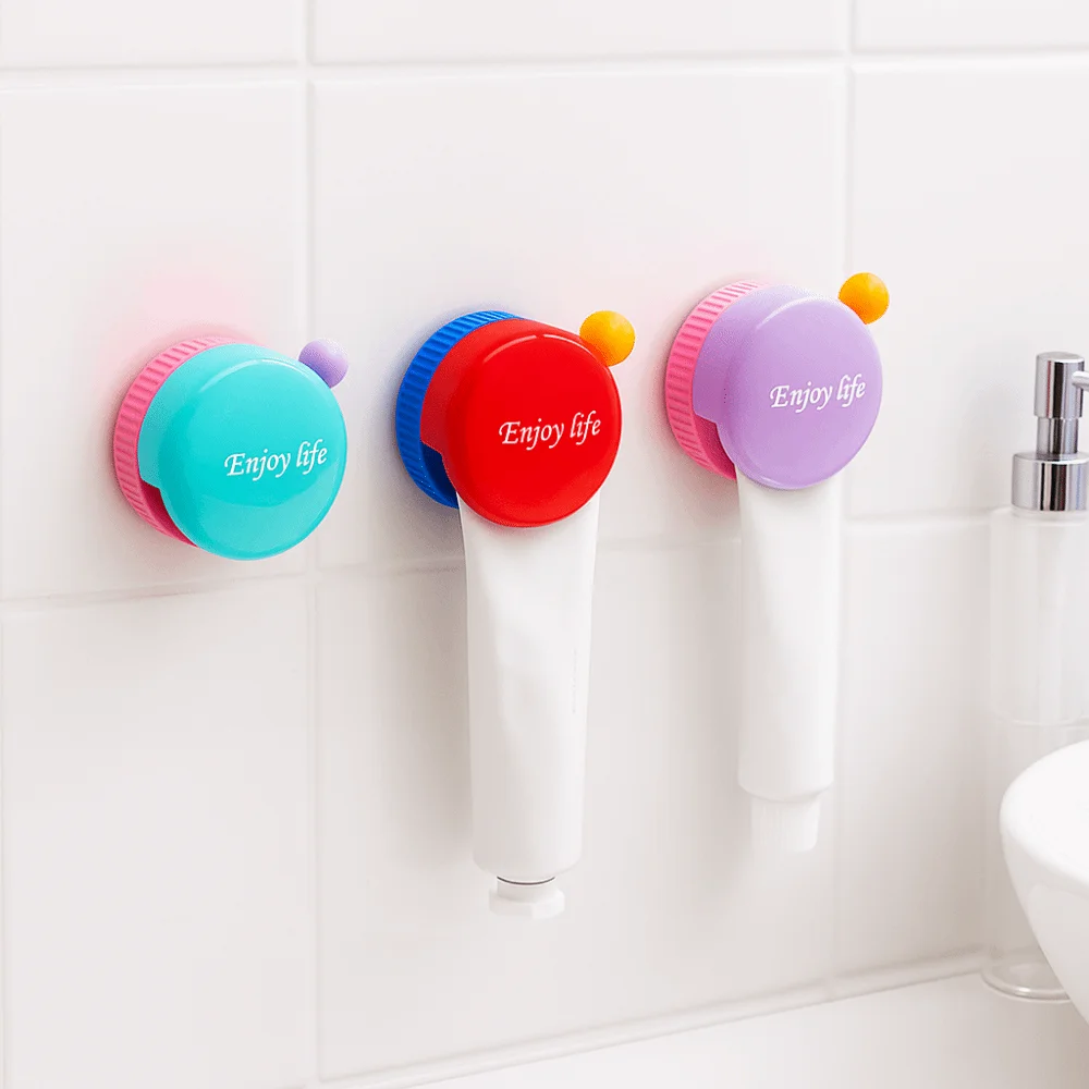 3Pcs Dopamine Suction Cup Toothpaste Storage Rack Plastic Waterproof Face Wash Storage Clip Moisture-proof Wall Mounted
