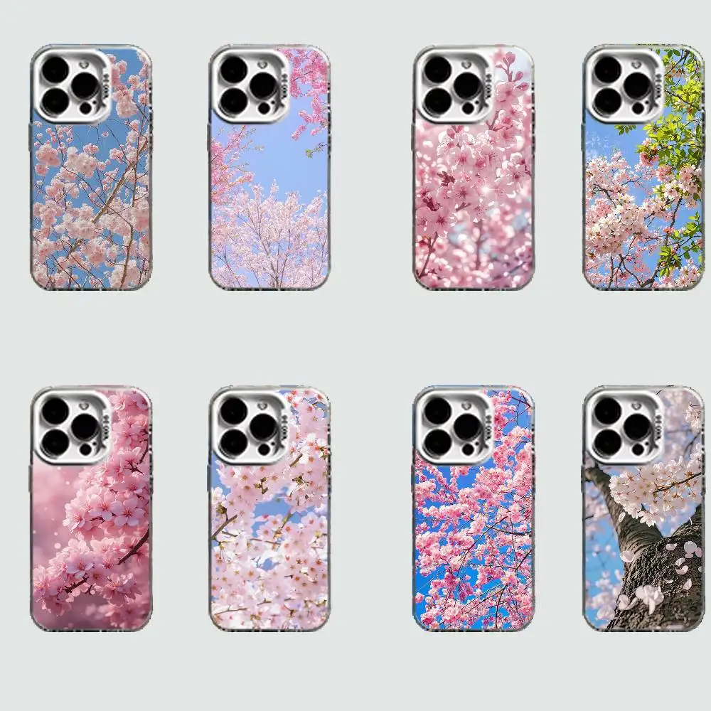 

Pink Sakura White Shockproof Phone Case For iPhone 16,15,14,13,12,11,Pro,XS,Max,Plus,Mini,SE