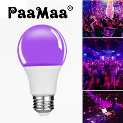 12W UV Purple Light Bulb AC 85-265V Purple Transparent Cover Hotel Party Ghost House Fluorescent Atmosphere Decoration Light