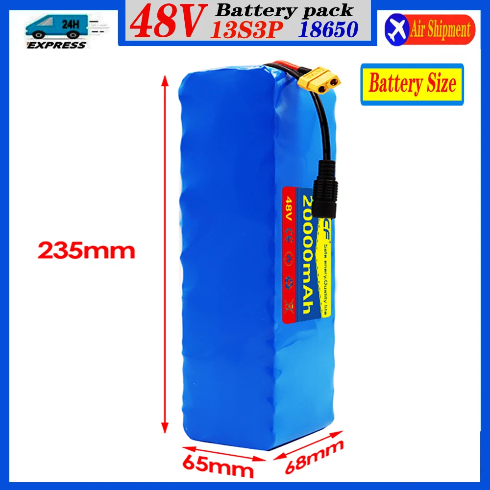 100%Original 48V Lithium-ion Battery 20000mAh, 20000W, 13S3P, for 54.6V Electric Bicycles Electric Motorcycle with Built-in BMS