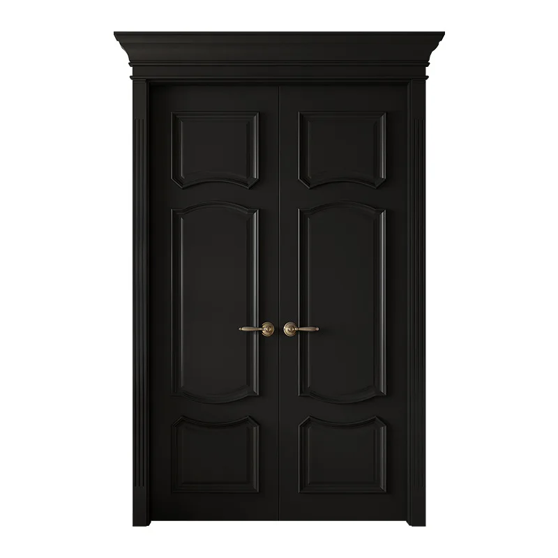 

Solid wood door Modern solid wood composite door Bedroom door Black French