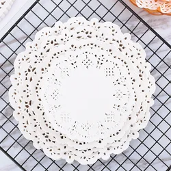 140pc Round Flower Bottom Paper Placemat Fried Food Mat Dinner Plate Oil Absorbing Paper White Lace Dessert Napkin Baking Parts