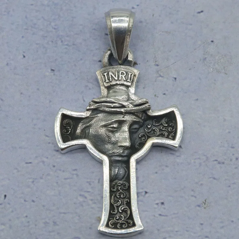 

13g Sacred Visage Cross pendant bears the solemn face of Christ in detailed relief Gold Customized 925 Solid Sterling Silver