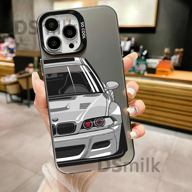 JDM CAR Phone Case for iPhone 16 15 14 13 Pro 12 11 Pro Xs X XR Max 8 7 SE Laser Hard PC+TPU Cases Back Cover