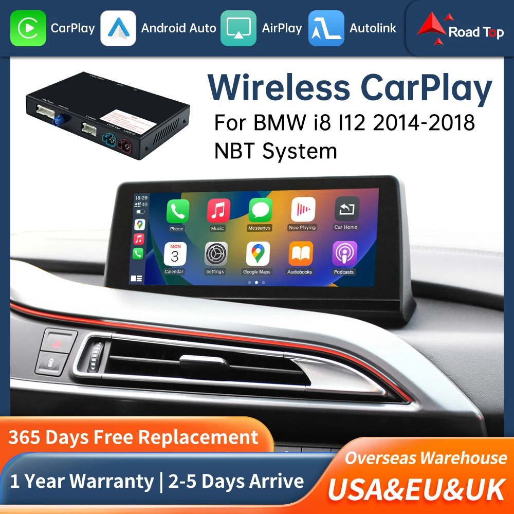Road Top Wireless Carplay Decoder Interface For BMW i8 I12 NBT System 2014-2018 With AirPlay Mirror Link Car Play Android Auto